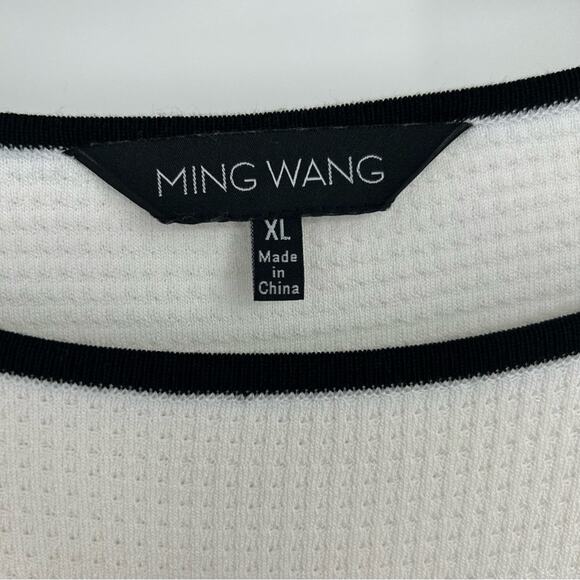 Ming Wang White and Black Dress with Embellished Hem Dress Size XL Business - Picture 3 of 10